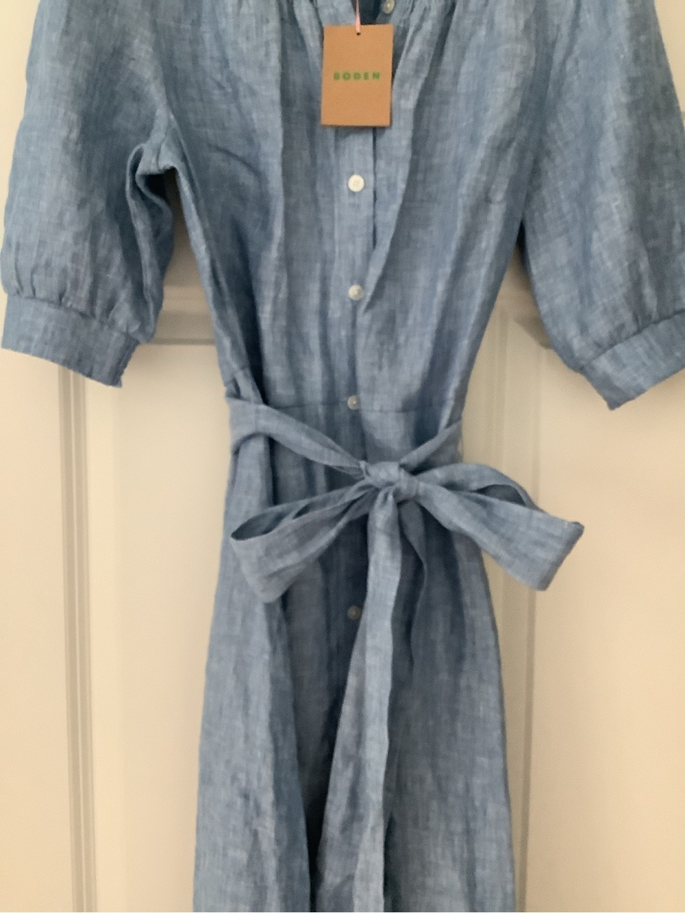 Boden Sky Blue Linen Button-Front Maxi Dress - Picture 4 of 7